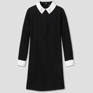 Victoria Beckham Girls Black Bunny Peter Pan Collar Dress L